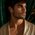 14k Polished Feather Pendant - Model Shot