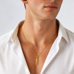14k Hollow 3D Italian Horn Pendant - Model Shot