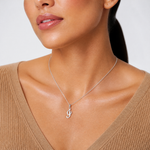 14KW White Gold Script Letter I Initial Pendant - Model Shot