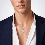 14KW White Gold Script Letter J Initial Pendant - Model Shot