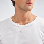 14KW White Gold Script Letter V Initial Pendant - Model Shot