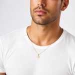 14KY Polished Block Letter B Initial Pendant - Model Shot