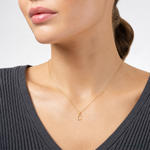 14KY Polished Block Letter C Initial Pendant - Model Shot