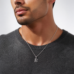 14KW Polished Block Letter B Initial Pendant - Model Shot