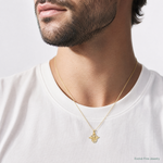 14K Textured Mini Butterfly Charm - Model Shot