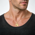 14K Textured Horse Head Charm - Model Shot