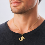 14K Horse Head w/ Shoe and Crop Charm - Model Shot