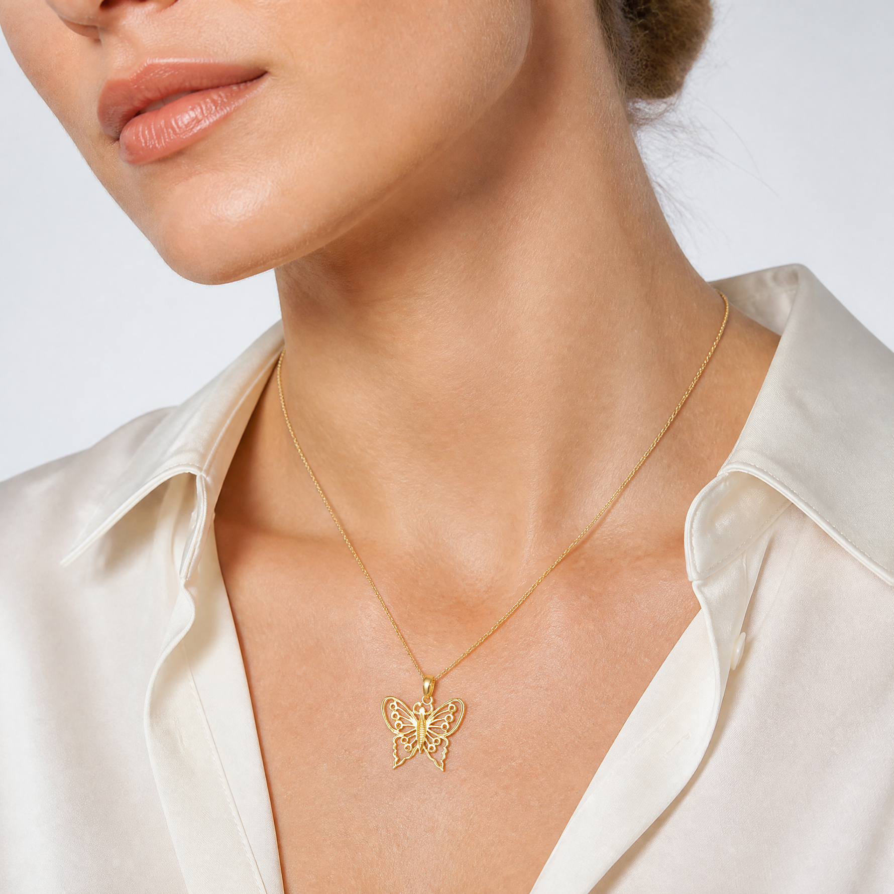 14K Cut-Out Butterfly Charm - Model Shot