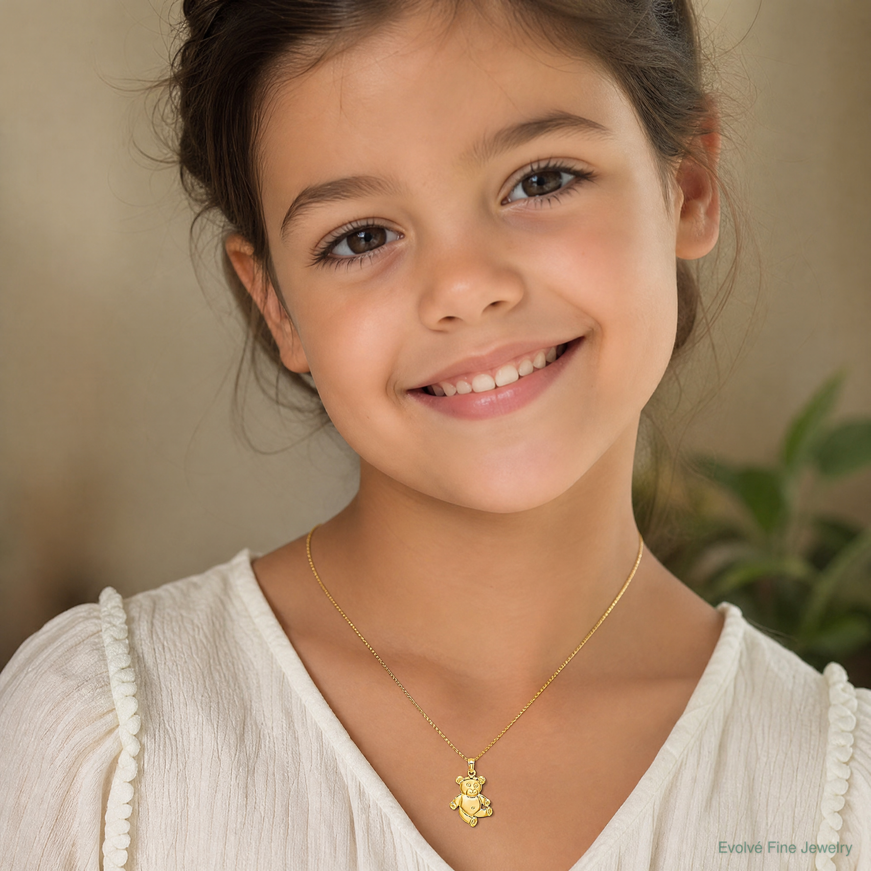 14k Reversible Teddy Bear Charm - Model Shot
