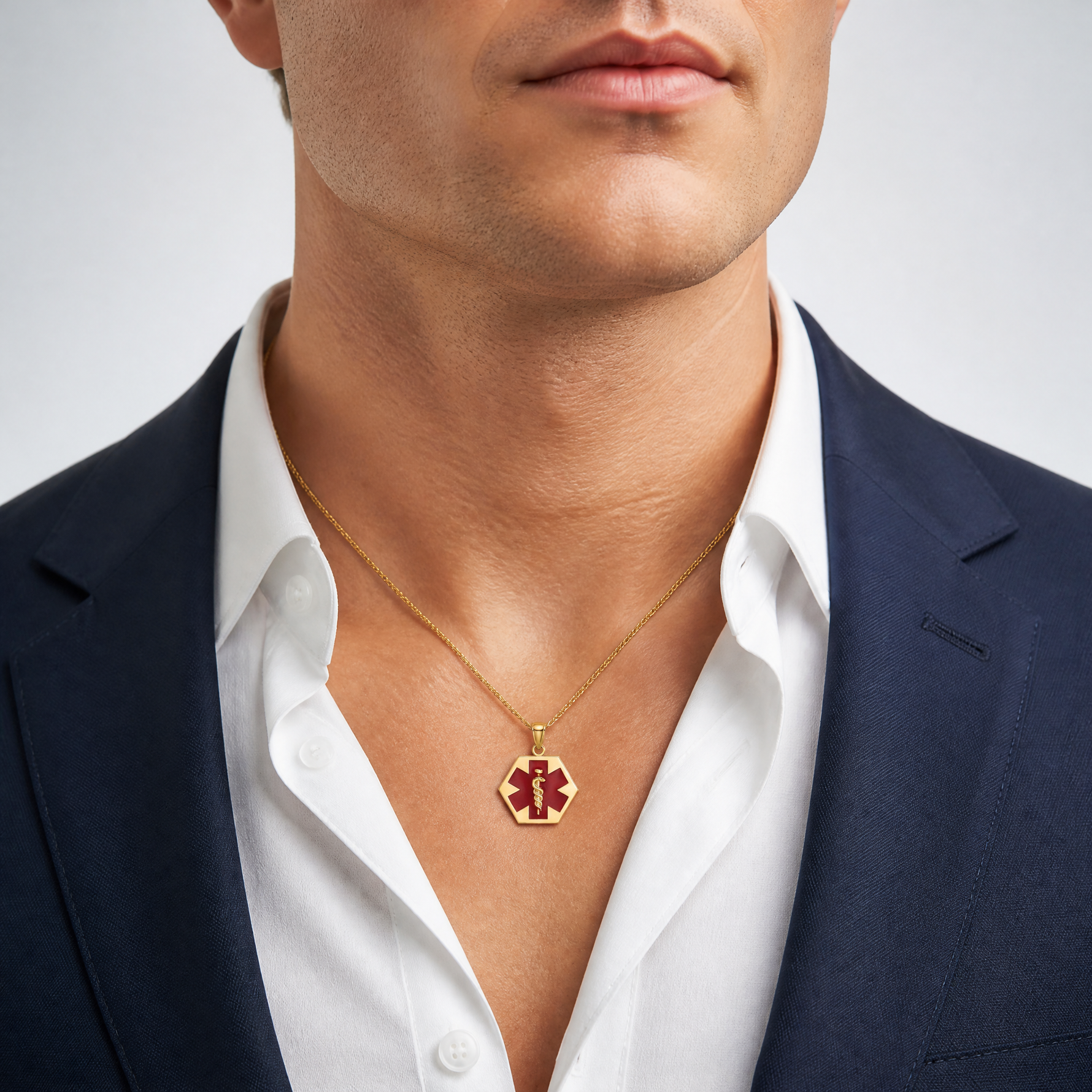 14K Enameled Textured Back Caduceus Medical Disc - Model Shot