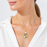 14K Enamel Dragonfly and Flowers Triangle Charm - Model Shot