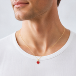 14K Polished Enameled Heart Pendant - Model Shot