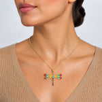 14K Multi Color Enamel Dragonfly Charm - Model Shot