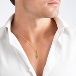 14K Enamel Green Christmas Tree w/ Red Star Charm - Model Shot