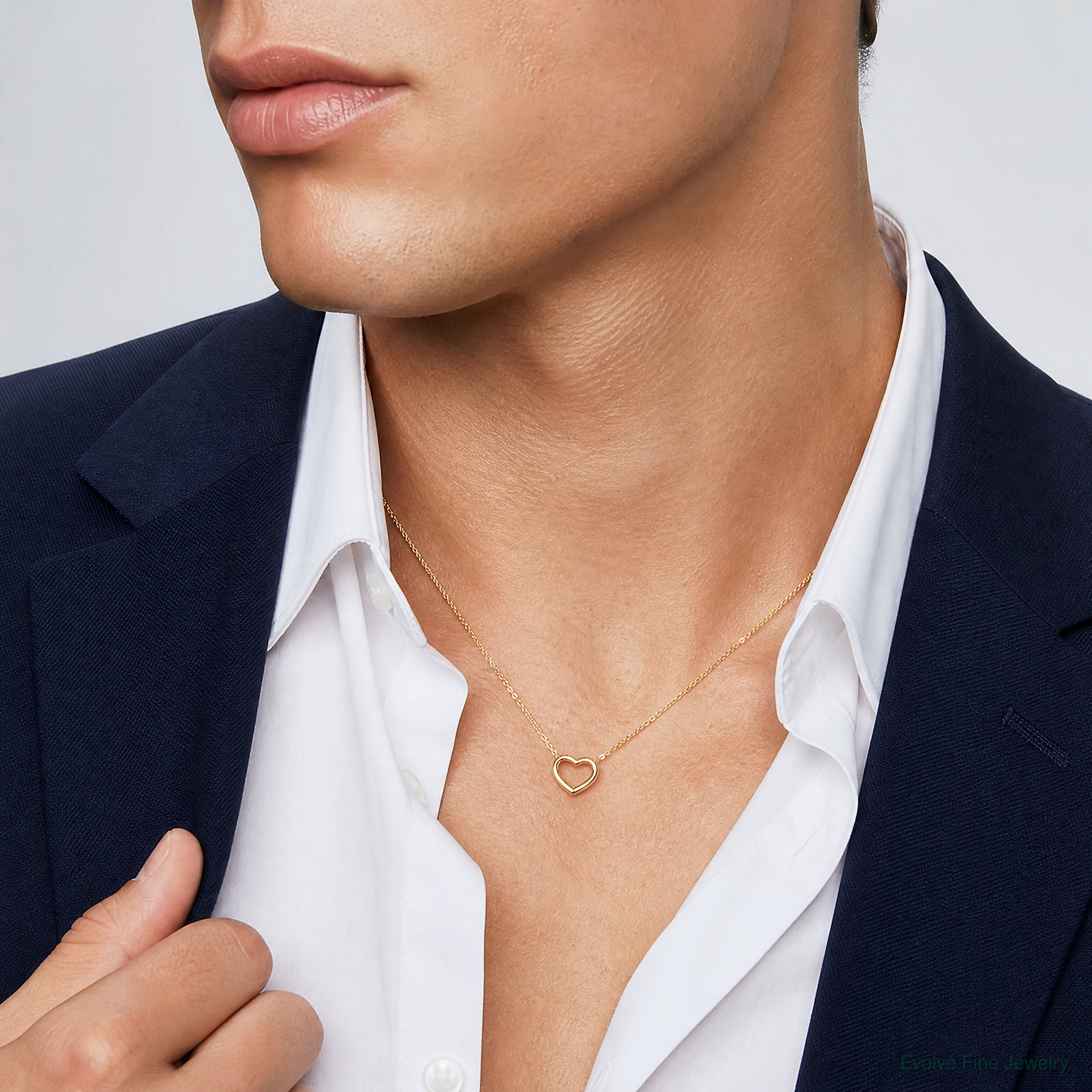 14K Polished Mini Floating Heart Slide - Model Shot