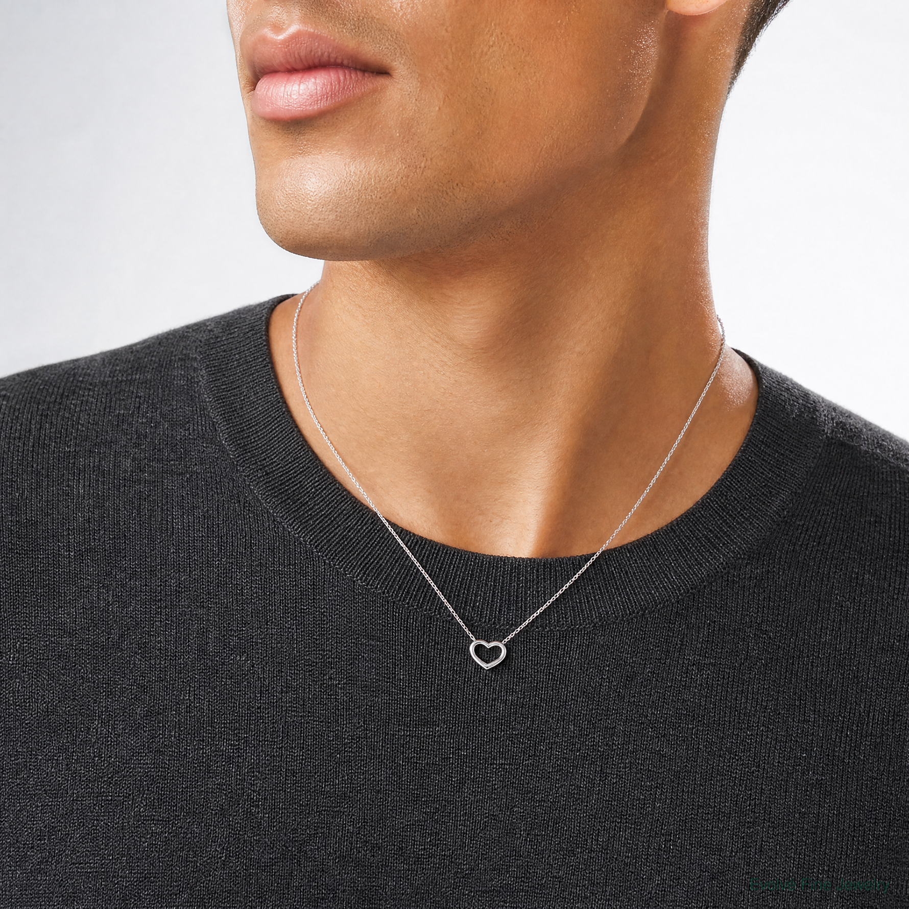 14K White Gold Mini Floating Heart Slide - Model Shot