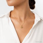 14K 3-D Diamond-cut Mini Puffed Heart Charm - Model Shot