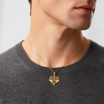 14K Polished and Beaded Claddagh In Heart Charm - Model Shot