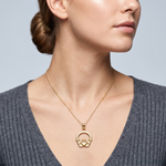 14K Polished Round Claddagh Charm - Model Shot