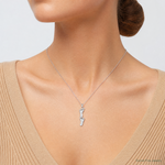 14K White Gold Polished Double Vertical Feet Charm - Model Shot