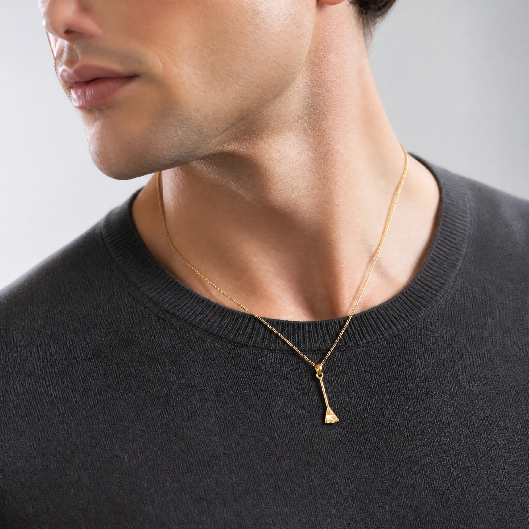 14K 3-D Leaf Rake Garden Tool Charm - Model Shot