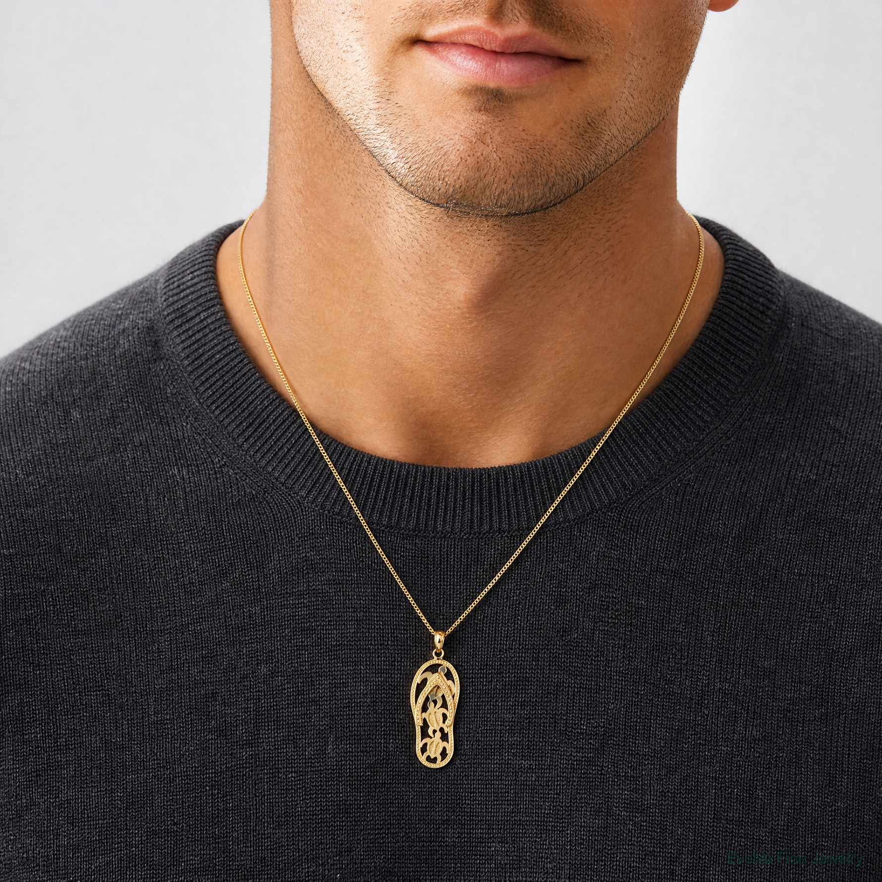 14K Triple Turtle Flip-Flop Charm - Model Shot