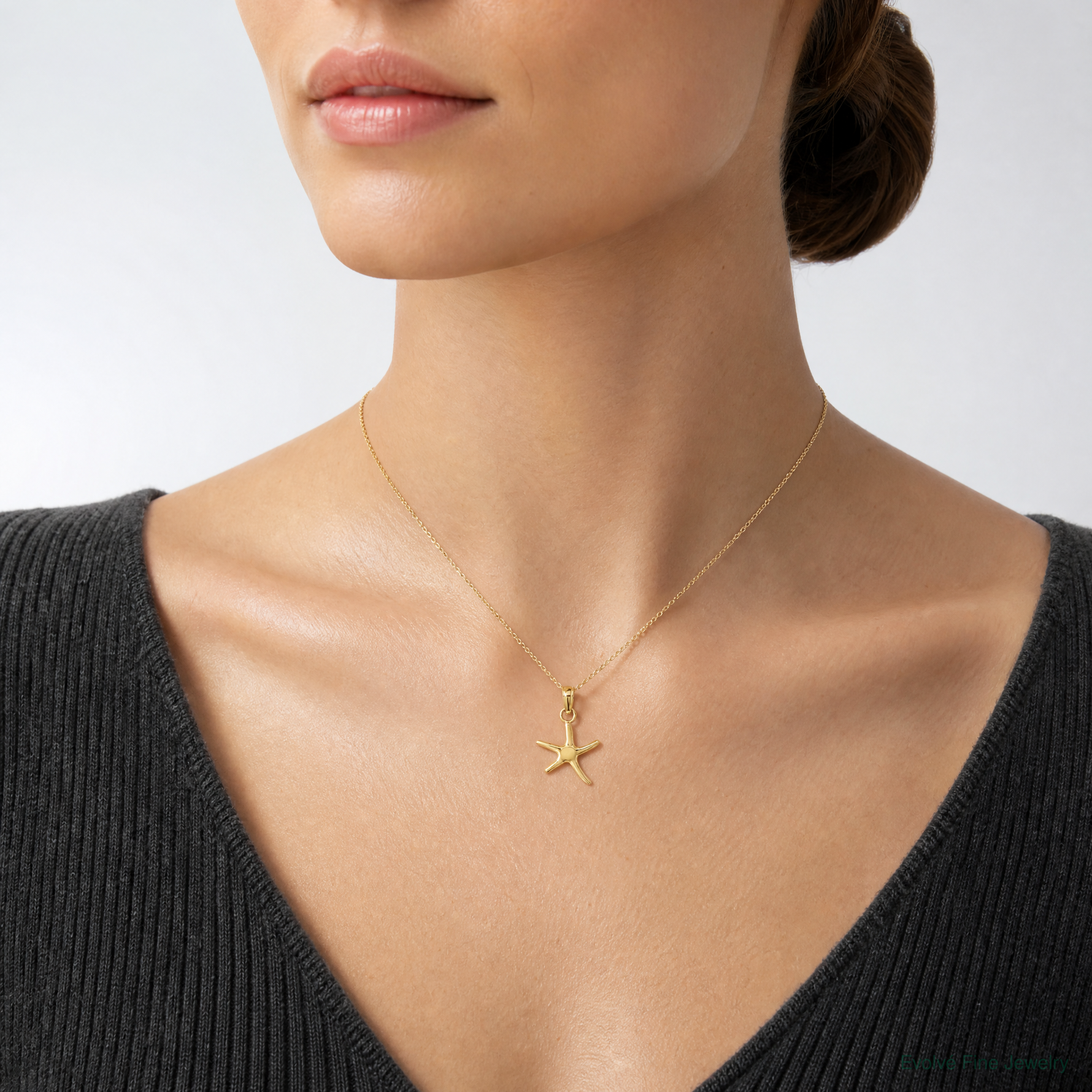 14K Polished Mini Dancing Starfish Charm - Model Shot