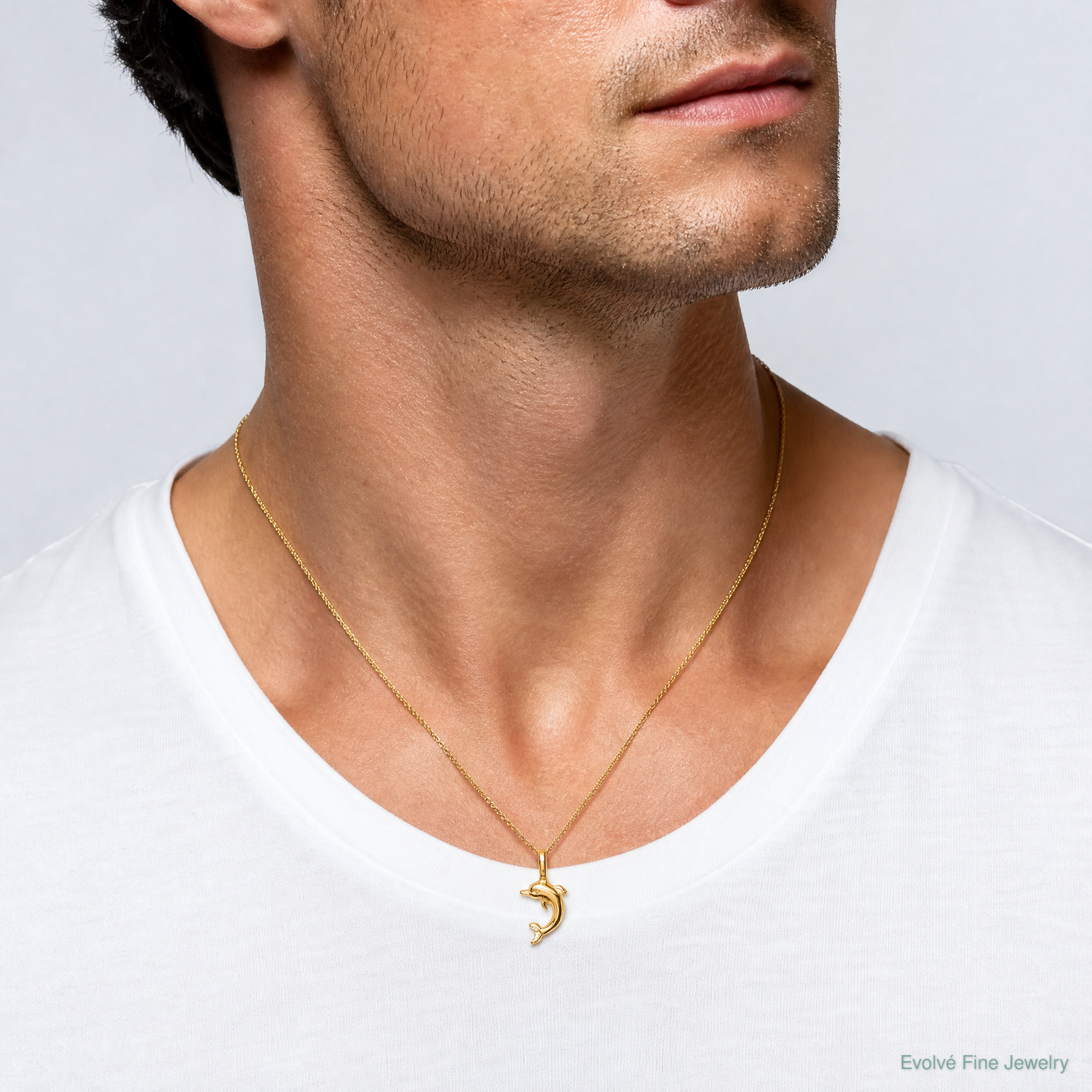 14K Mini Jumping Dolphin with Fixed Bail Charm - Model Shot