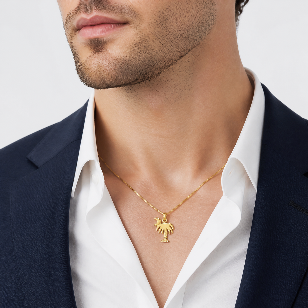 14K Polished Charleston Palm Tree Charm - Model Shot