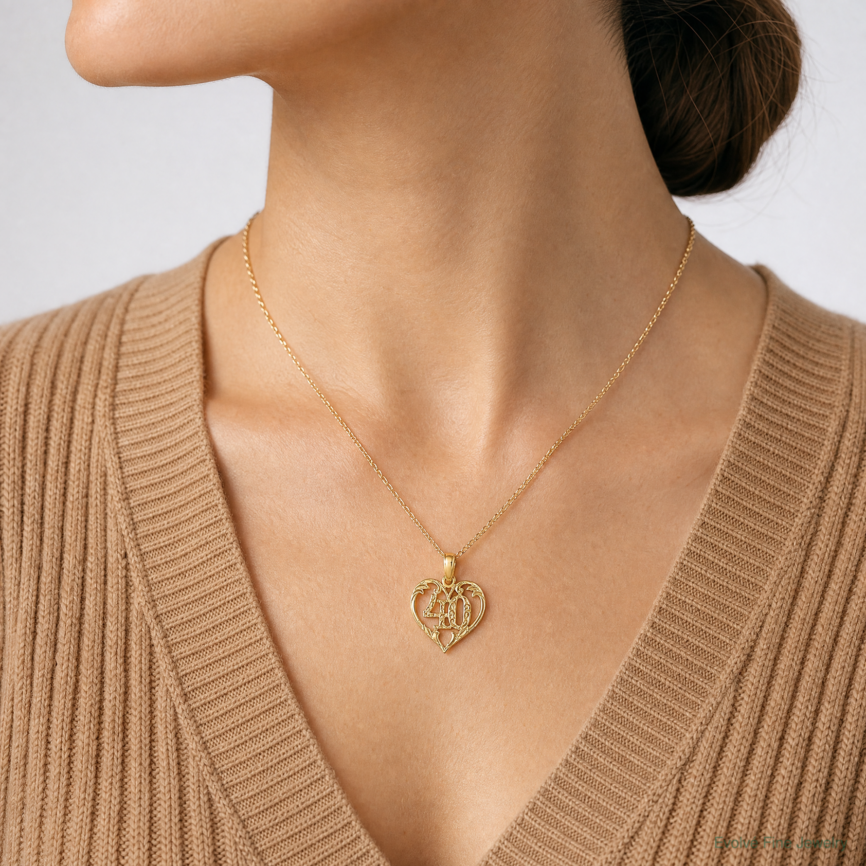 14K 40 In Heart Charm - Model Shot