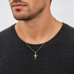 14K Cut-Out Cross w/ Small Interior Cross Charm - Model Shot
