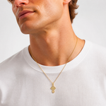 14K Cut-Out Polished and Textured Cross Charm - Model Shot