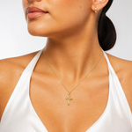 14K 3-D Engraved Polished Twisted Cross Charm - Model Shot