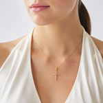 14K D/C with Tapered Ends Cross Charm - Model Shot