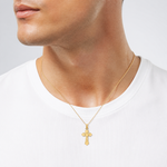 14K Polished Cross w/ Heart Charm - Model Shot