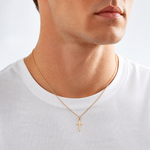 14K Polished Small Cross Charm - Model Shot