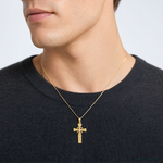 14K Engraved Celtic Cross w/ Eternity Circle Charm - Model Shot