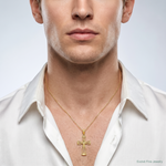 14K Polished Cut-Out Design Cross Charm - Model Shot