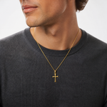14K Polished Cross Charm - Model Shot