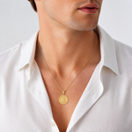 14K Polished / Satin Saint Christopher Medal Charm - Model Shot
