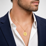 14K Polished and Satin Miraculous Medal Charm - Model Shot