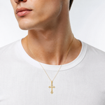14K Filigree Cross Charm - Model Shot
