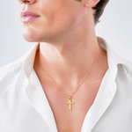14K D/C Block Cross  Charm - Model Shot