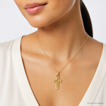 14K D/C Cross Charm - Model Shot