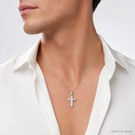14K White Gold D/C Cross Charm - Model Shot