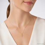 14K Mini Crucifix Charm - Model Shot