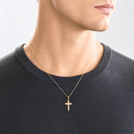 14K Polished Cross Charm - Model Shot