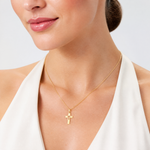 14K Polished Cut-Out Cross Charm - Model Shot