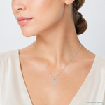 14K White Gold Polished Beveled Cross w/ Round tips Charm - Model Shot
