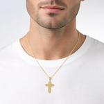 14K w/ Lace Border Cross Charm - Model Shot